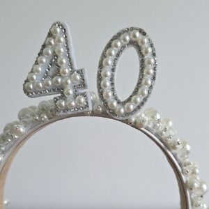 Pearl Embellished 40th Celebration Headband